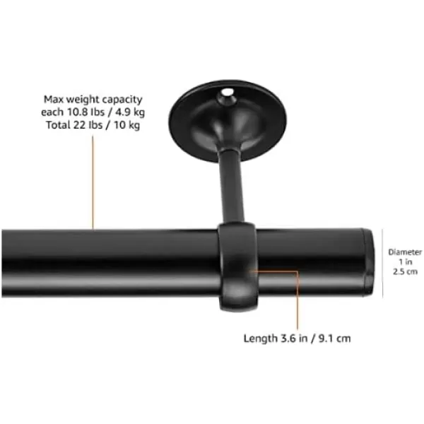 Amazon Basics Curtain Rod CeilingMount Bracket Set of 2 BlackBlack