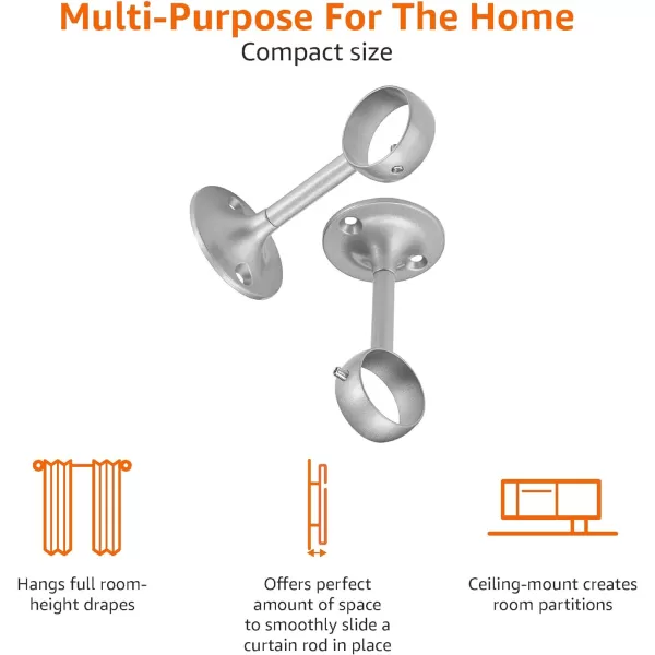 Amazon Basics Curtain Rod CeilingMount Bracket Set of 2 BlackNickel