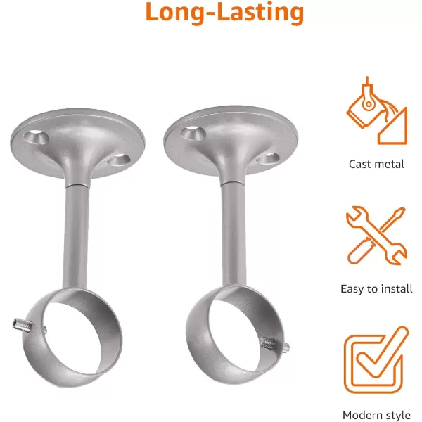 Amazon Basics Curtain Rod CeilingMount Bracket Set of 2 BlackNickel