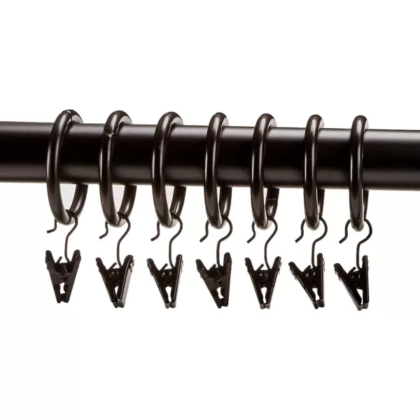 Amazon Basics Curtain Rod Clip Rings for 1 Rod Set of 7 BlackBronze