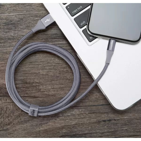 Amazon Basics Double Braided Nylon Lightning to USB Cable Advanced Collection MFi Certified Apple iPhone Charger Dark Grey 6 FootDark Grey