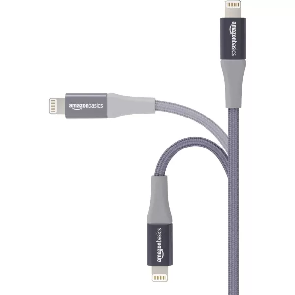 Amazon Basics Double Braided Nylon Lightning to USB Cable Advanced Collection MFi Certified Apple iPhone Charger Dark Grey 6 FootDark Grey