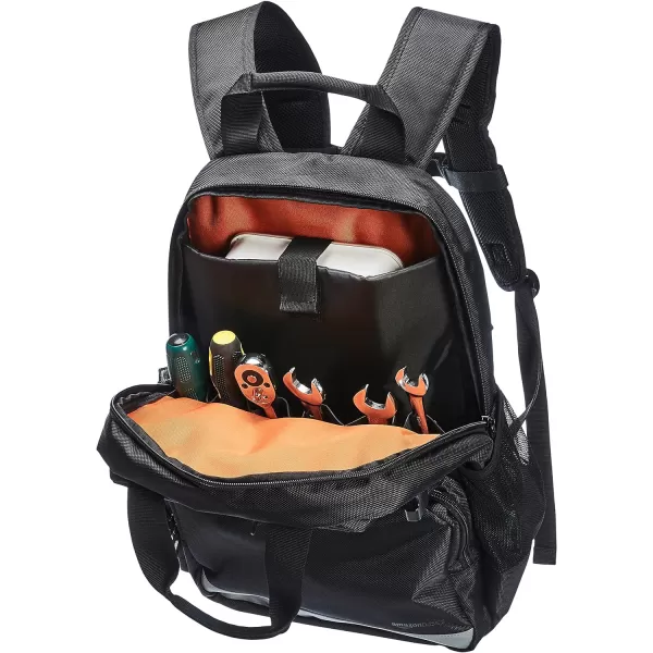 Amazon Basics Durable Padded Tool Bag Backpack Black  23 Pocket with 3 Pocket Front23Pocket with 3Pocket Front