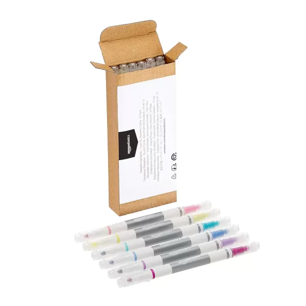 Amazon Basics Erasable Highlighters  Dual Tip Assorted Colors 12Pack12