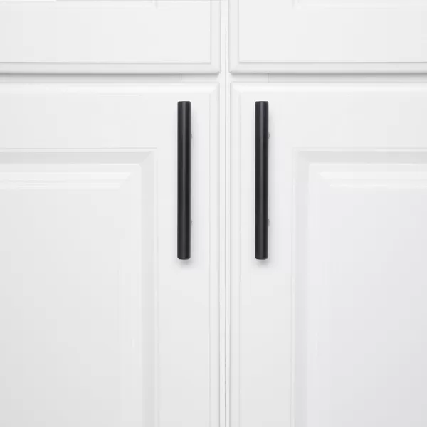 Amazon Basics Euro Bar Cabinet Handle 12inch Diameter 538inch Length 3inch Hole Center Oil Rubbed Bronze 25PackFlat Black