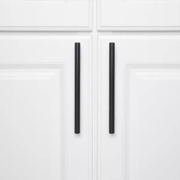Amazon Basics Euro Bar Cabinet Handle 12inch Diameter 538inch Length 3inch Hole Center Oil Rubbed Bronze 25PackFlat Black