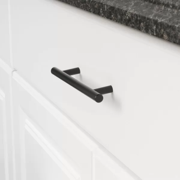 Amazon Basics Euro Bar Cabinet Handle 12inch Diameter 538inch Length 3inch Hole Center Oil Rubbed Bronze 25PackFlat Black