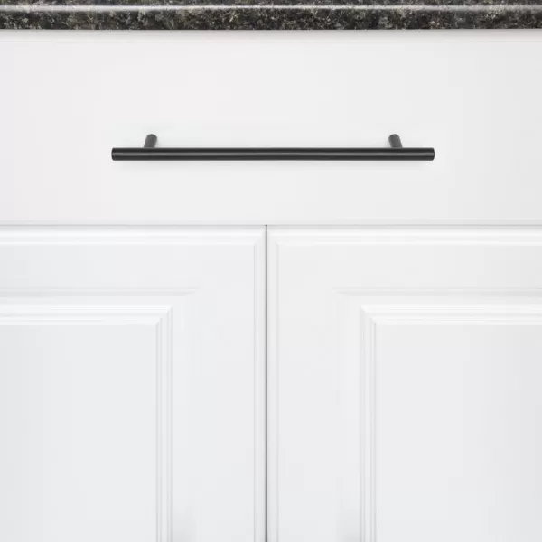 Amazon Basics Euro Bar Cabinet Handle 12inch Diameter 538inch Length 3inch Hole Center Oil Rubbed Bronze 25PackFlat Black