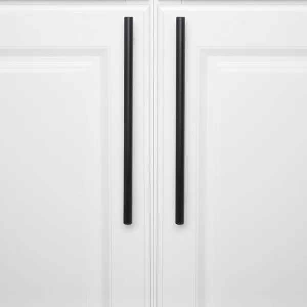 Amazon Basics Euro Bar Cabinet Handle 12inch Diameter 538inch Length 3inch Hole Center Oil Rubbed Bronze 25PackFlat Black