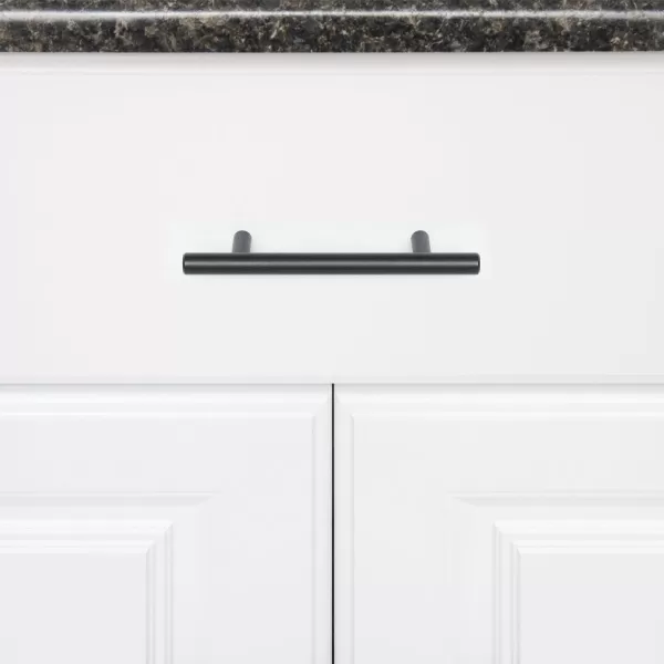 Amazon Basics Euro Bar Cabinet Handle 12inch Diameter 538inch Length 3inch Hole Center Oil Rubbed Bronze 25PackFlat Black
