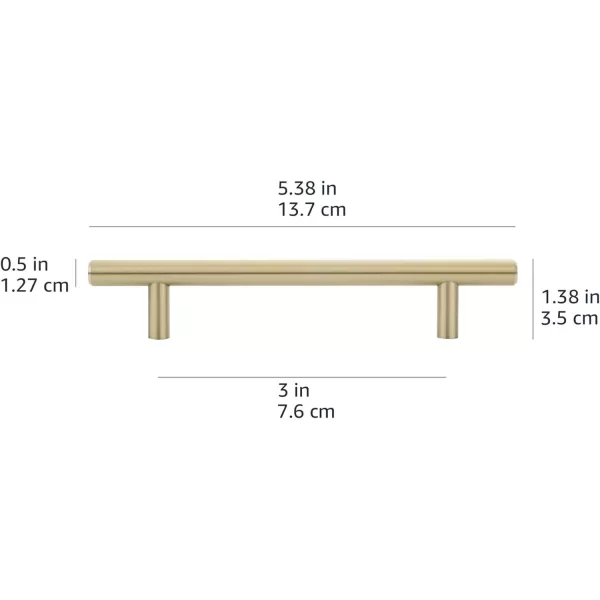 Amazon Basics Euro Bar Cabinet Handle 12inch Diameter 538inch Length 3inch Hole Center Oil Rubbed Bronze 25PackGolden Champagne