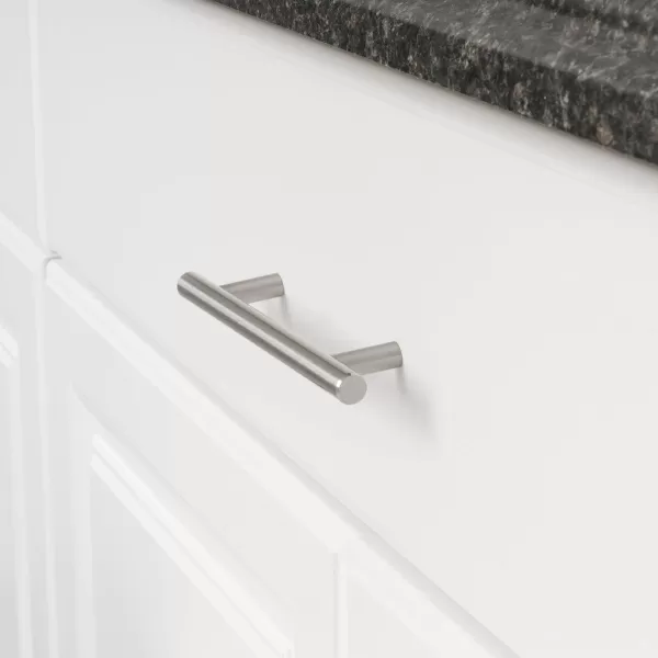 Amazon Basics Euro Bar Cabinet Handle 12inch Diameter 538inch Length 3inch Hole Center Oil Rubbed Bronze 25PackSatin Nickel