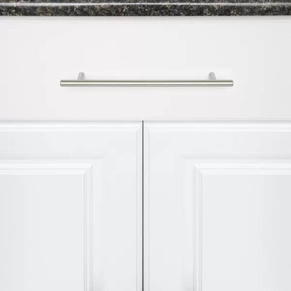 Amazon Basics Euro Bar Cabinet Handle 12inch Diameter 538inch Length 3inch Hole Center Oil Rubbed Bronze 25PackSatin Nickel