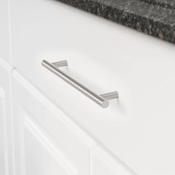 Amazon Basics Euro Bar Cabinet Handle 12inch Diameter 538inch Length 3inch Hole Center Oil Rubbed Bronze 25PackSatin Nickel