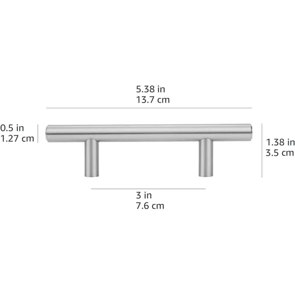 Amazon Basics Euro Bar Cabinet Handle 12inch Diameter 538inch Length 3inch Hole Center Oil Rubbed Bronze 25PackSatin Nickel