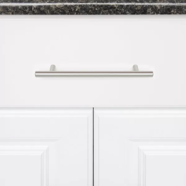 Amazon Basics Euro Bar Cabinet Handle 12inch Diameter 538inch Length 3inch Hole Center Oil Rubbed Bronze 25PackSatin Nickel