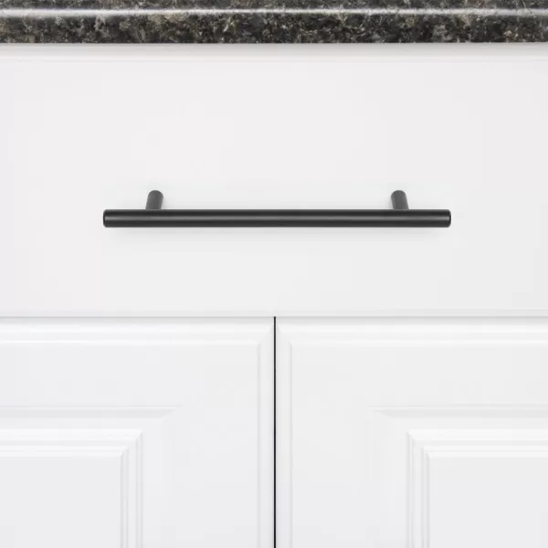 Amazon Basics Euro Bar Cabinet Handle 12inch Diameter 738inch Length 5inch Hole Center Oil Rubbed Bronze 25PackFlat Black