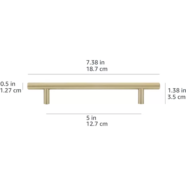 Amazon Basics Euro Bar Cabinet Handle 12inch Diameter 738inch Length 5inch Hole Center Oil Rubbed Bronze 25PackGolden Champagne