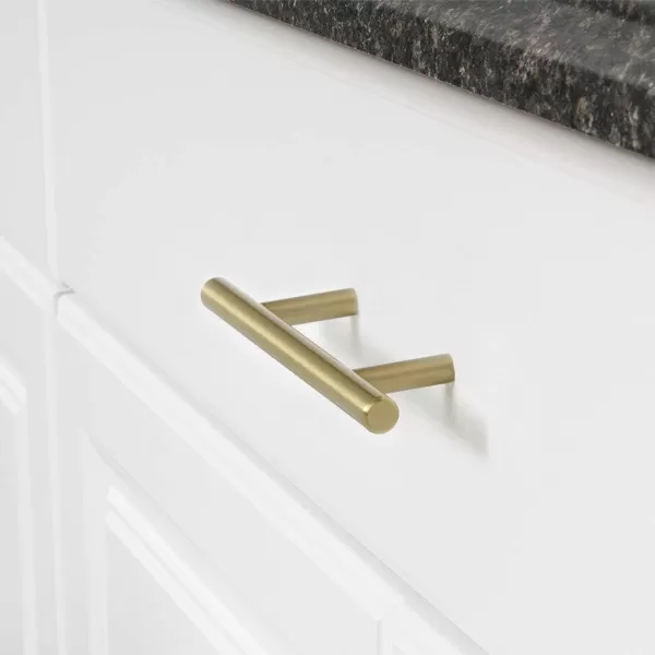Amazon Basics Euro Bar Cabinet Handle 12inch Diameter 738inch Length 5inch Hole Center Oil Rubbed Bronze 25PackGolden Champagne
