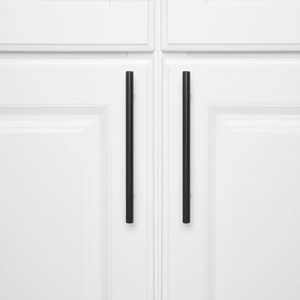 Amazon Basics Euro Bar Cabinet Handle 38inch Diameter 538inch Length 3inch Hole Center Golden Champagne 25packFlat Black