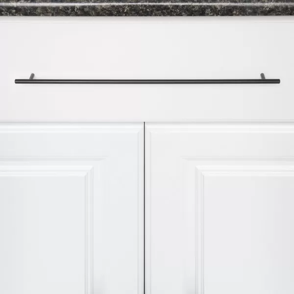 Amazon Basics Euro Bar Cabinet Handle 38inch Diameter 538inch Length 3inch Hole Center Golden Champagne 25packFlat Black