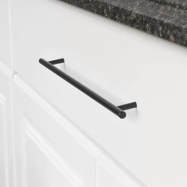 Amazon Basics Euro Bar Cabinet Handle 38inch Diameter 538inch Length 3inch Hole Center Golden Champagne 25packFlat Black