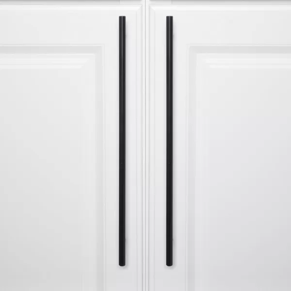 Amazon Basics Euro Bar Cabinet Handle 38inch Diameter 538inch Length 3inch Hole Center Golden Champagne 25packFlat Black
