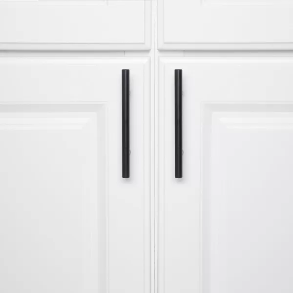 Amazon Basics Euro Bar Cabinet Handle 38inch Diameter 538inch Length 3inch Hole Center Golden Champagne 25packFlat Black