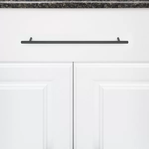 Amazon Basics Euro Bar Cabinet Handle 38inch Diameter 538inch Length 3inch Hole Center Golden Champagne 25packFlat Black