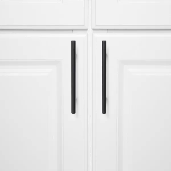 Amazon Basics Euro Bar Cabinet Handle 38inch Diameter 538inch Length 3inch Hole Center Golden Champagne 25packFlat Black