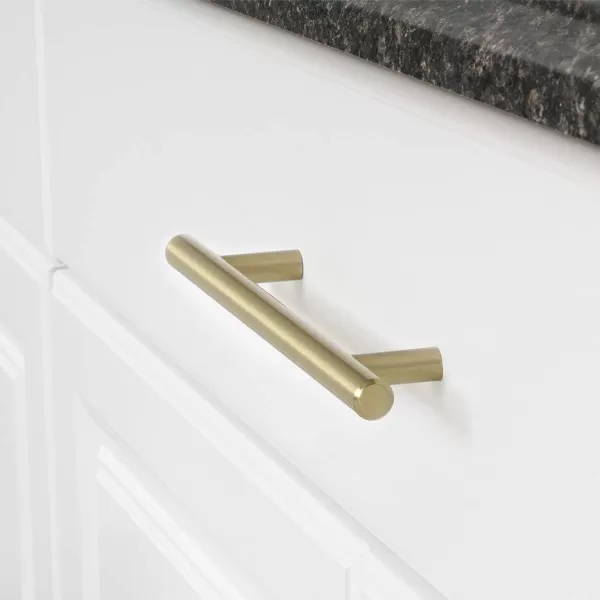 Amazon Basics Euro Bar Cabinet Handle 38inch Diameter 538inch Length 3inch Hole Center Golden Champagne 25packGolden Champagne