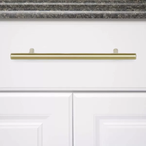 Amazon Basics Euro Bar Cabinet Handle 38inch Diameter 538inch Length 3inch Hole Center Golden Champagne 25packGolden Champagne