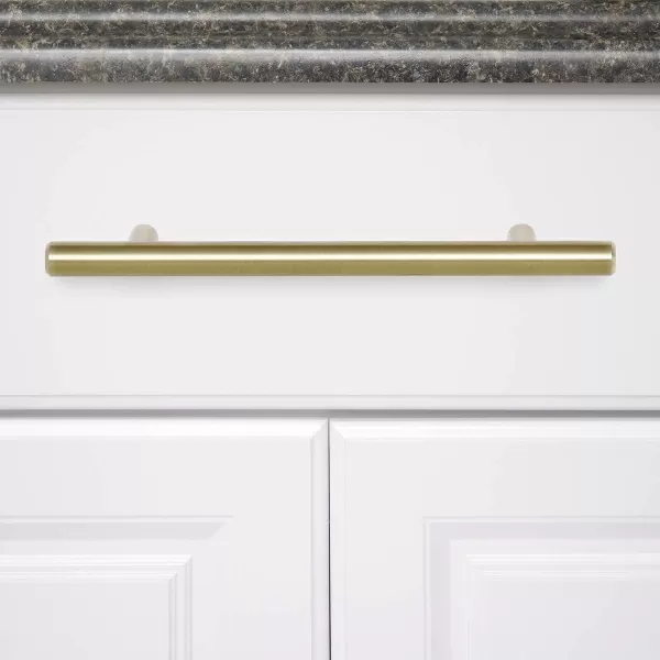 Amazon Basics Euro Bar Cabinet Handle 38inch Diameter 538inch Length 3inch Hole Center Golden Champagne 25packGolden Champagne