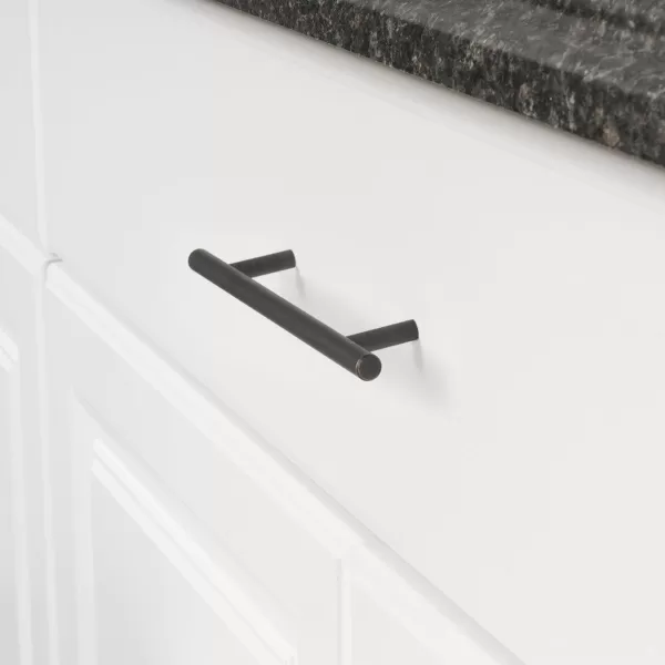 Amazon Basics Euro Bar Cabinet Handle 38inch Diameter 538inch Length 3inch Hole Center Golden Champagne 25packOil Rubbed Bronze