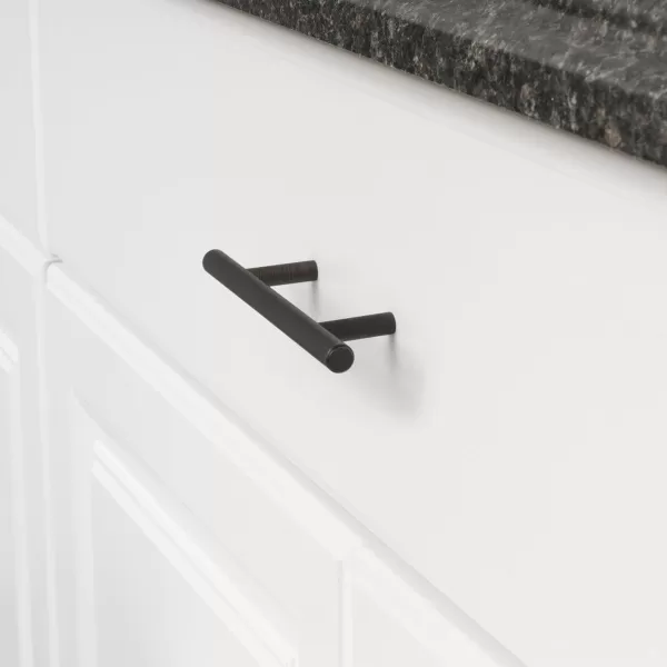 Amazon Basics Euro Bar Cabinet Handle 38inch Diameter 538inch Length 3inch Hole Center Golden Champagne 25packOil Rubbed Bronze