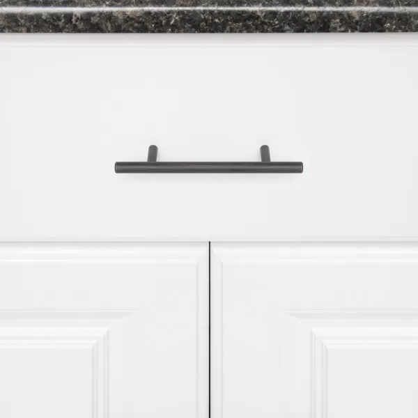 Amazon Basics Euro Bar Cabinet Handle 38inch Diameter 538inch Length 3inch Hole Center Golden Champagne 25packOil Rubbed Bronze