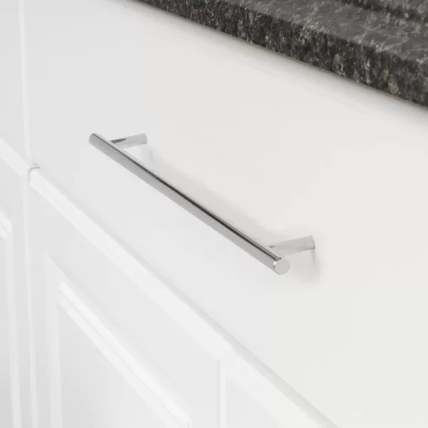Amazon Basics Euro Bar Cabinet Handle 38inch Diameter 538inch Length 3inch Hole Center Golden Champagne 25packPolished Chrome