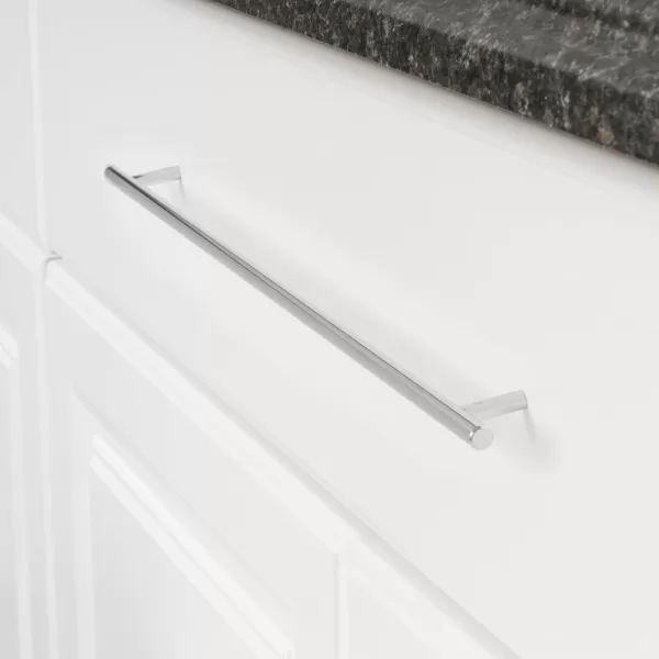 Amazon Basics Euro Bar Cabinet Handle 38inch Diameter 538inch Length 3inch Hole Center Golden Champagne 25packPolished Chrome