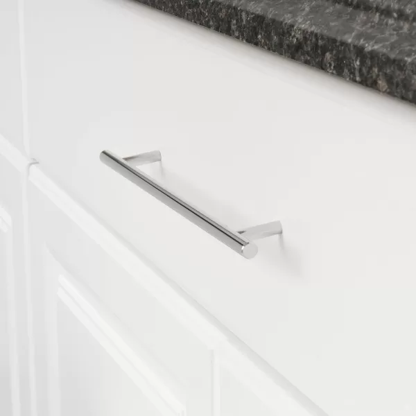 Amazon Basics Euro Bar Cabinet Handle 38inch Diameter 538inch Length 3inch Hole Center Golden Champagne 25packPolished Chrome