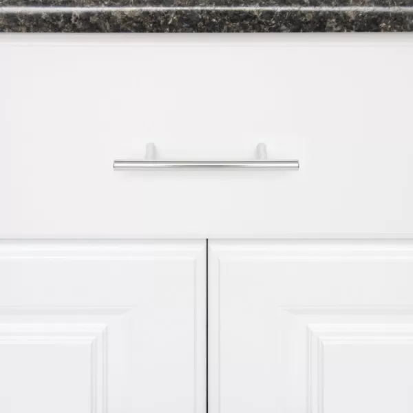 Amazon Basics Euro Bar Cabinet Handle 38inch Diameter 538inch Length 3inch Hole Center Golden Champagne 25packPolished Chrome