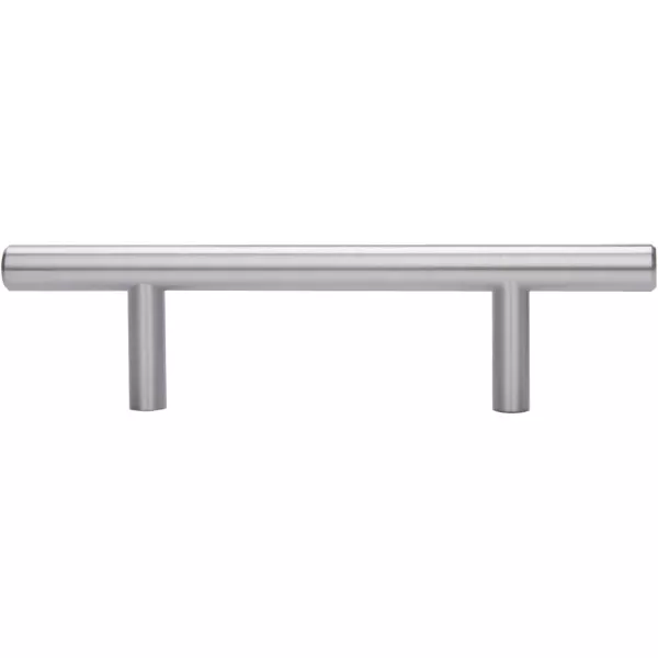 Amazon Basics Euro Bar Cabinet Handle 38inch Diameter 538inch Length 3inch Hole Center Golden Champagne 25packSatin Nickel