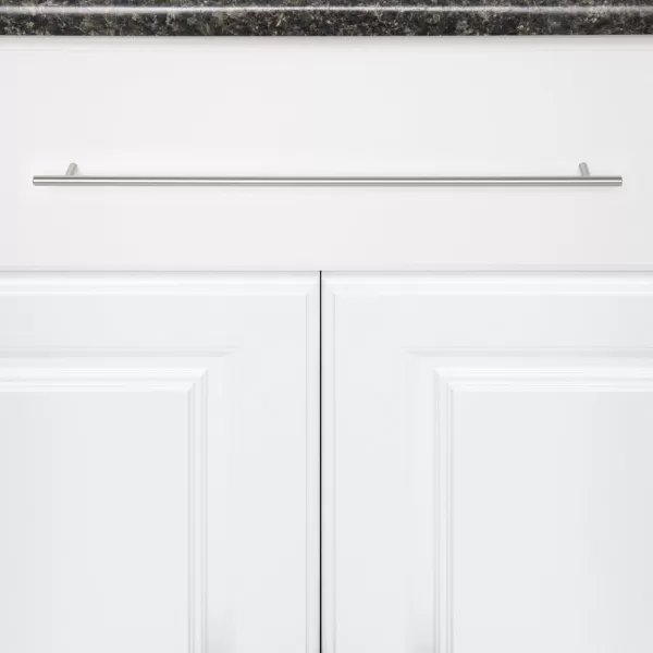 Amazon Basics Euro Bar Cabinet Handle 38inch Diameter 538inch Length 3inch Hole Center Golden Champagne 25packSatin Nickel