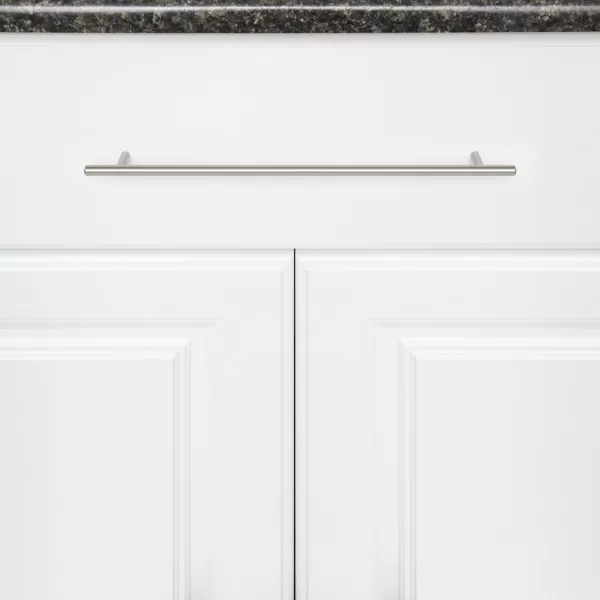 Amazon Basics Euro Bar Cabinet Handle 38inch Diameter 538inch Length 3inch Hole Center Golden Champagne 25packSatin Nickel