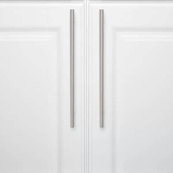 Amazon Basics Euro Bar Cabinet Handle 38inch Diameter 538inch Length 3inch Hole Center Golden Champagne 25packSatin Nickel