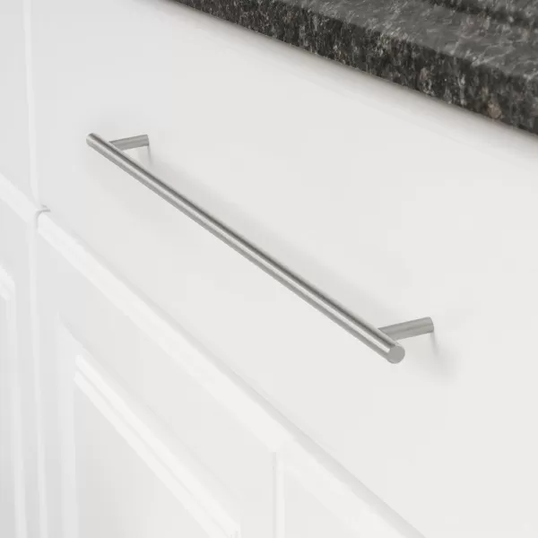 Amazon Basics Euro Bar Cabinet Handle 38inch Diameter 538inch Length 3inch Hole Center Golden Champagne 25packSatin Nickel