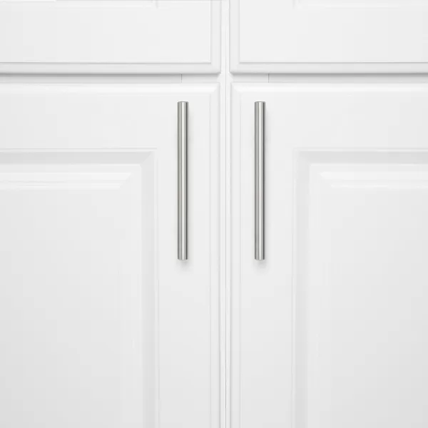 Amazon Basics Euro Bar Cabinet Handle 38inch Diameter 538inch Length 3inch Hole Center Golden Champagne 25packSatin Nickel