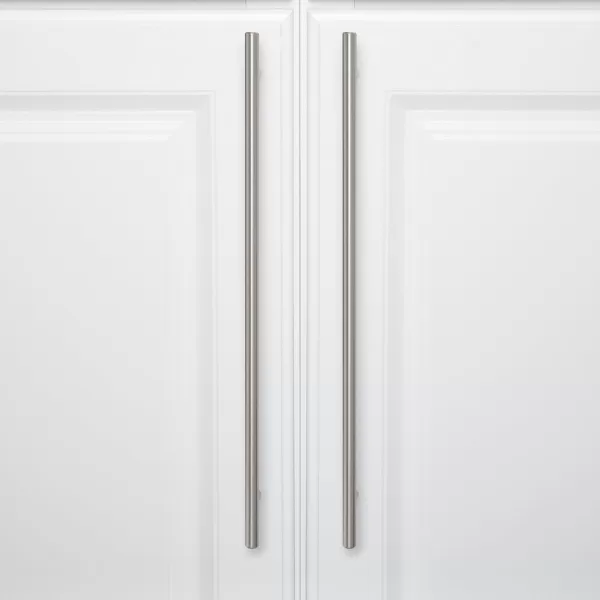 Amazon Basics Euro Bar Cabinet Handle 38inch Diameter 538inch Length 3inch Hole Center Golden Champagne 25packSatin Nickel