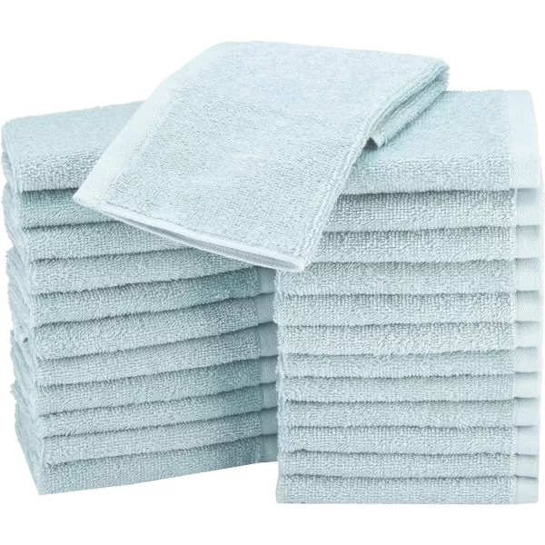 Amazon Basics Fast Drying Extra Absorbent Terry Cotton Washcloth 12 x 12 Inch Ice Blue  24 CountGray