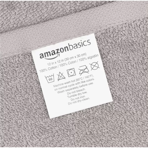 Amazon Basics Fast Drying Extra Absorbent Terry Cotton Washcloth 12 x 12 Inch Ice Blue  24 CountGray