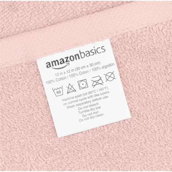 Amazon Basics Fast Drying Extra Absorbent Terry Cotton Washcloth 12 x 12 Inch Ice Blue  24 CountPetal Pink